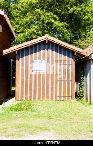 Typique des maisons en bois à biganos port dans le bassin d'Arcachon Banque D'Images