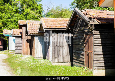 Typique des maisons en bois à biganos port dans le bassin d'Arcachon Banque D'Images