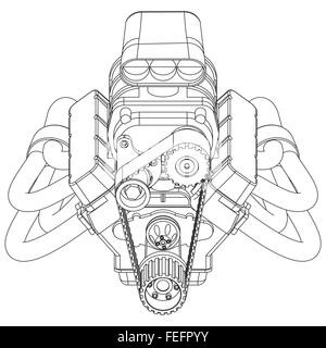 Hot Rod moteur Illustration de Vecteur