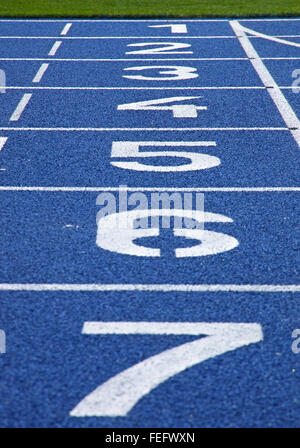 Grille de départ de la piste de course dans le stade Banque D'Images