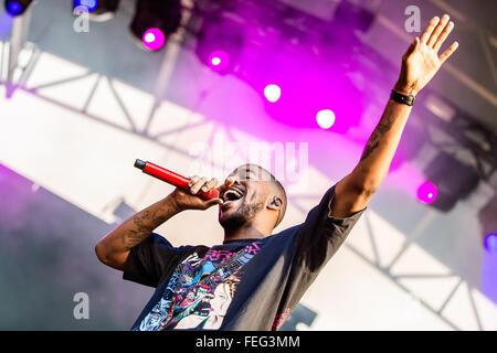 Kid Cudi en live dans l'été de 2015 à un festival de musique en plein air Banque D'Images