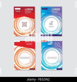Définir des modèles de brochures avec son design circulaire Illustration de Vecteur