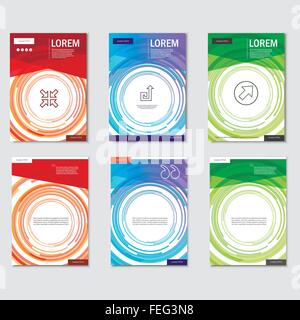 Définir des modèles de brochures avec son design circulaire Illustration de Vecteur