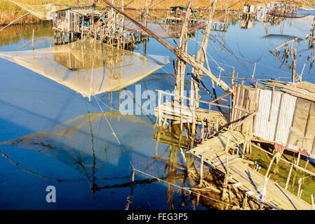 Cabanes de pêcheurs sur le port près de la ville d'Ulcinj Milena, Monténégro Banque D'Images