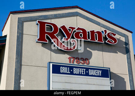 Un Ryan's Grill, Buffet et restaurant boulangerie, une filiale d'Ovation Brands, Inc., l'emplacement de Hagerstown, Maryland le Février Banque D'Images