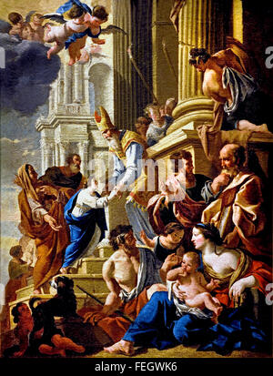 La présentation de la Vierge au temple - La présentation de la Vierge au Temple par Nicolas Chaperon 1612-1656 Français France Banque D'Images