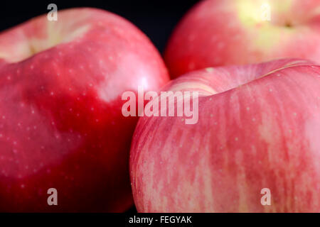 Pommes rouges avec des gouttelettes Banque D'Images