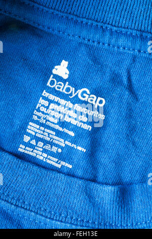 BabyGap fabriqué en Chine dans le cachet du vêtement pour bébé de 18 à 24 mois Banque D'Images