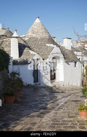 Informations touristiques, trullo Alberobello, Pouille, Italie Banque D'Images