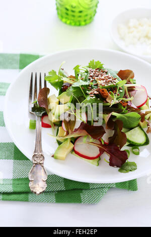 Salade de radis avec de l'avocat, le ressort de l'alimentation Banque D'Images