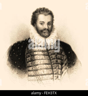 Sir Christopher Hatton, 1540-1591, un homme politique anglais, Lord Chancelier d'Angleterre Banque D'Images