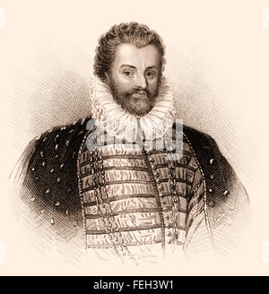 Sir Christopher Hatton, 1540-1591, un homme politique anglais, Lord Chancelier d'Angleterre Banque D'Images
