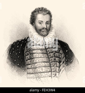 Sir Christopher Hatton, 1540-1591, un homme politique anglais, Lord Chancelier d'Angleterre Banque D'Images