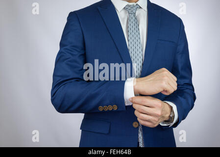 Raccord d'affaires en bleu costume et cravate Banque D'Images