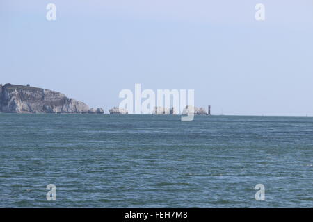 Les aiguilles, à l'île de Wight, extraite du mainland Milford On Sea Banque D'Images