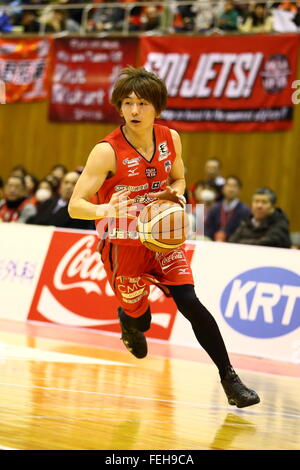 Fumio Nishimura (jets), 7 février 2016 - Basket-ball : Ligue Nationale de Basket-ball 'LBN' 2015-2016 entre les Jets de Chiba Yachiyo 70-69 HIROSHIMA libellules au gymnase de la ville, Chiba, Japon. (Photo par AFLO SPORT) Banque D'Images