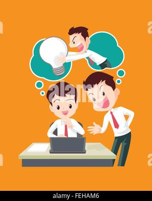 Vector cartoon de voler à partir d'un autre homme d'idée homme.Part voler,employé à l'écoute de l'enseignement directeur exécutif Illustration de Vecteur