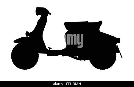 Un typique style 1960 scooter en silhouette sur un fond blanc Illustration de Vecteur