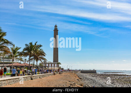 Phare de Maspalomas (Faro de Maspalomas) sur Grande Canarie (Gran Canaria), le plus grand phare dans les îles Canaries Banque D'Images