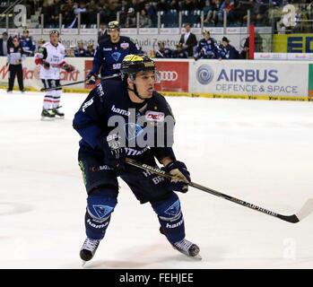 Munich, Bavière, Allemagne. 7 Février, 2016. Jared ROSS (Ingolstadt/USA), .le hockey sur glace allemand Eishockey League, journée, 44 ERC Ingolstadt vs Koelner Haie, Ingolstadt, Saturn-Arena, le 07 février, les deux f, 2016 © Wolfgang Fehrmann/ZUMA/Alamy Fil Live News Banque D'Images