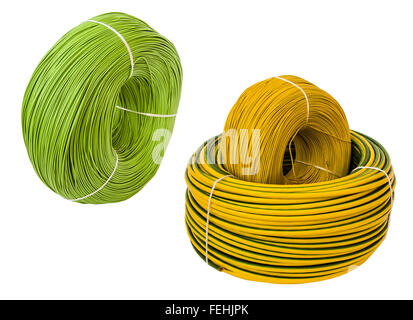 Set Câble électrique de couleur sur fond blanc, isolé Banque D'Images