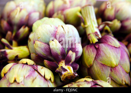 Artichauts dans un marché à Campo de' Fiori à Rome. Banque D'Images