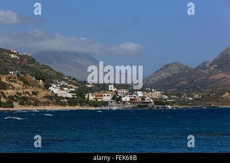 Crète Plakias resort, sur la côte sud de la mer de Libye Banque D'Images