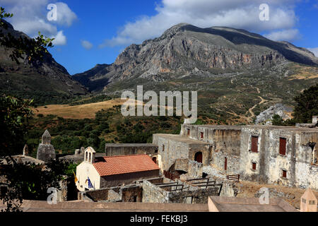 Crète, vestiges de l'ancien cloître du monastère de Preveli, ruine Moni Preveli, dans le sud de l'île Banque D'Images