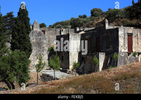 Crète, vestiges de l'ancien cloître du monastère de Preveli, ruine Moni Preveli, dans le sud de l'île Banque D'Images