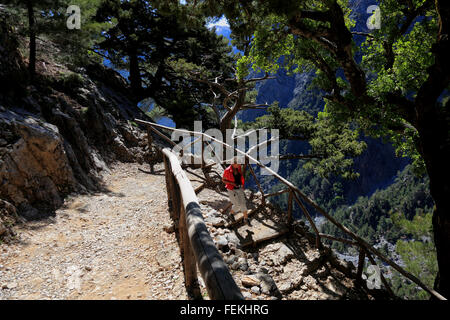 Crète, le parc national de Samaria, escaliers et les moyens de la Samarie gulch Banque D'Images