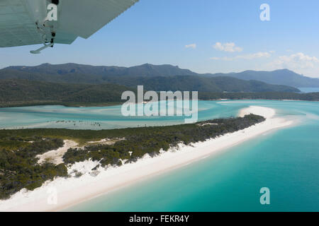 Vue aérienne de Hill Inlet et Whitehaven Beach, Whitsunday Islands, Queensland, Australie Banque D'Images