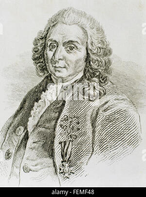 Carl von Linné (1707-1778). Médecin et botaniste suédois. Portrait. La gravure. Banque D'Images