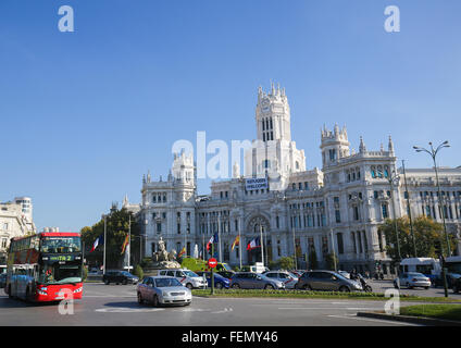 MADRID, ESPAGNE - 14 NOVEMBRE 2015 : Cybèle Palace (hôtel de ville) à la Plaza de Cibeles à Madrid, Espagne Banque D'Images