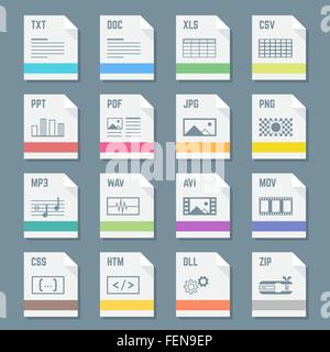 Divers style vector télévision couleurs avec des symboles icônes formats de fichier Illustration de Vecteur