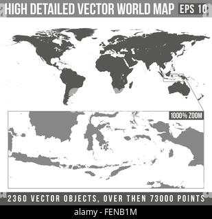 Haut de scénario gris détaillée carte du monde Illustration de Vecteur