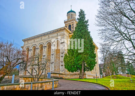 Église réformée de la vieille ville de Soleure. Soleure est la capitale du canton de Soleure en Suisse. Il est situé sur les rives de la rivière Aar et sur le pied de montagnes du Jura Weissenstein Banque D'Images