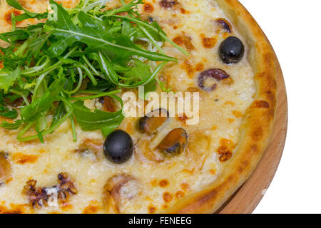 Pizza aux fruits de mer (crevettes, moules, calmars), gros plan Banque D'Images