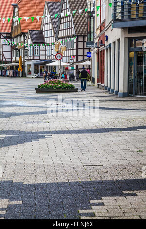 Centre commercial piétonnier de Bad Salzuflen. Banque D'Images