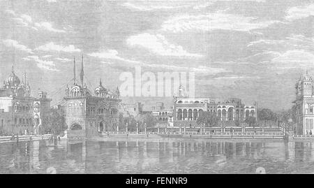 AMRITSAR, réservoir sacré et en causeway menant à un temple sikh, 1858. Illustrated London News Banque D'Images