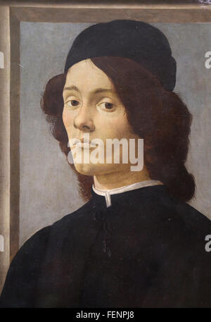 Jeune homme, 1475-1500, par Sandro Botticelli (1445-1510). Renaissance italienne. Musée du Louvre. Paris. La France. Banque D'Images