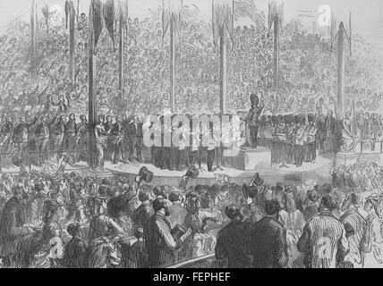 BOSTON music festival Grenadier Guards jouant la star-Spangled Banner 1872. Illustrated London News Banque D'Images