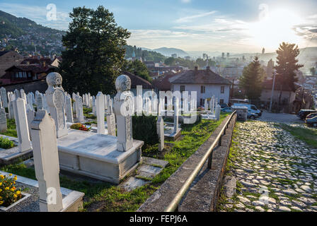 Cimetière de Alifakovac Alifakovac, quartier vieille ville de Sarajevo, Bosnie-Herzégovine Banque D'Images