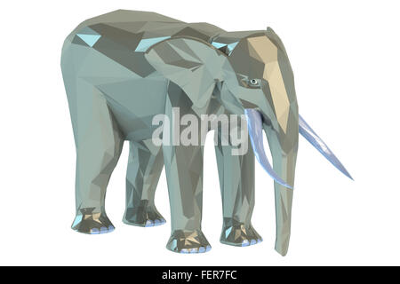 Peu d'éléphants Poly isolé sur fond blanc Banque D'Images