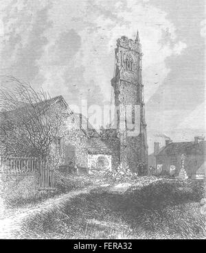 CORNWALL Ruines de la tour de l'église St Issey 1869. Illustrated London News Banque D'Images