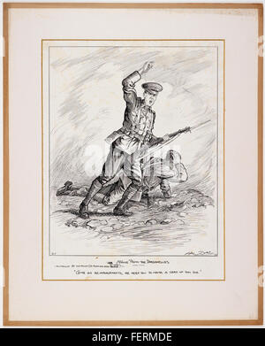 Une caricature de 1915 du Daily Telegraph représentant des scènes de la première Guerre mondiale, mettant en valeur les commentaires politiques et sociaux de l'époque pendant les premières années de la guerre. Banque D'Images