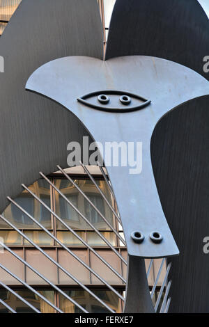 Close up detail sur le visage de la statue de Picasso dans Daley Plaza, l'un des morceaux emblématiques de Chicago de l'art public depuis 1967. Banque D'Images