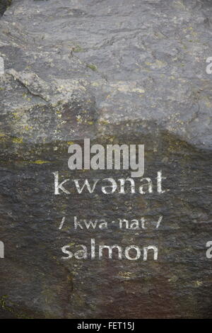 Native American language gravé dans la pierre. Banque D'Images