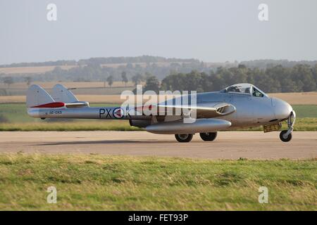 L'Armée de l'air norvégienne de l'Escadron Historique De Havilland Vampire FB6 à l'Air Show de Leuchars en 2012. Banque D'Images