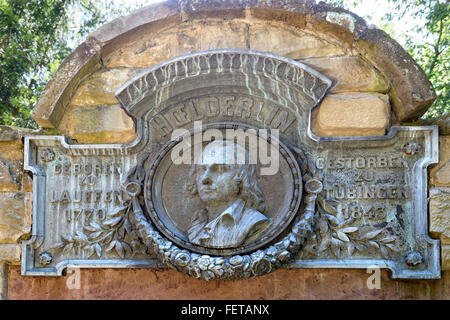 Monument Hölderlin Klosterhof, Friedrich Hölderlin, 1770-1843, Lauffen am Neckar, Bade-Wurtemberg, Allemagne Banque D'Images