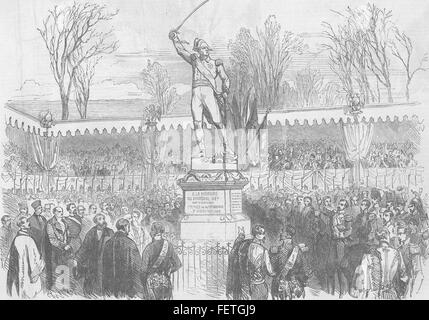 FRANCE Le Maréchal Ney statue, Les Jardins du Luxembourg 1853. Illustrated London News Banque D'Images